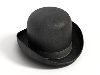 Bowler hat isolated on white background. 3D illustration