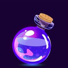 Glass bottle with magic elixir. Computer game asset. Vector illustration EPS10.
