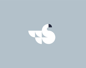 Abstract geometric shapes swan logo design. Goose logotype. Bird icon. Vector illustration.