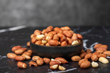 Peanut. Peanuts peeled in bowl. superfood. Vegetarian food concept. healthy snacks