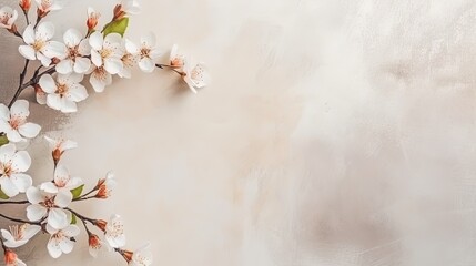 beautiful watercolor white flowers on pale background, generative ai