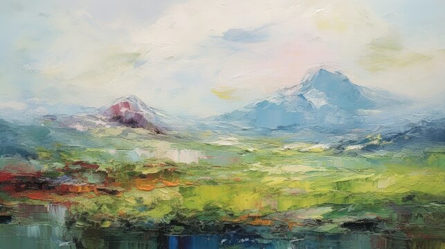  Impressionism style landscape painting, abstract art, digital illustration, Generative AI