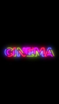Cinema colored text. Laser vintage effect. Infinite loopable 4K animation