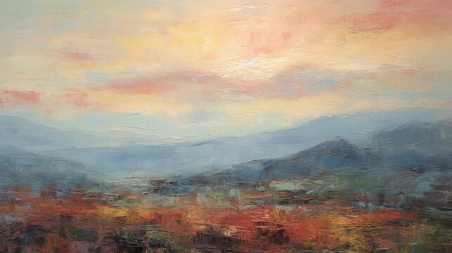  Impressionism style landscape painting, abstract art, digital illustration, Generative AI