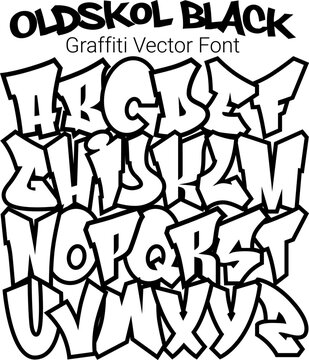 Oldskol Black - Graffiti Styled Street Art Cool Kids font, full editable A-Z alphabet