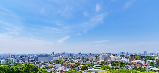 博多 市街 の パノラマビュー 【 九州 福岡市 の 都市風景 】
