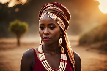 Fototapeta na wymiar 20 years old young Central African Republic girl or women posing. Generative AI