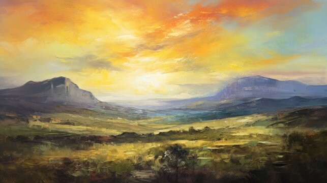  Impressionism style landscape painting, abstract art, digital illustration, Generative AI