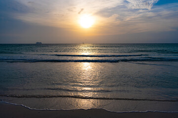 peaceful seascape nature at sunrise sky. photo of seascape nature at sunrise.