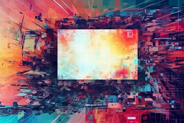 Superposition d'arrière-plan d'erreur abstraite de pépin de pixel numérique. Texture endommagée déformée de la télévision CRT ou du jeu vidéo. Ai générative 