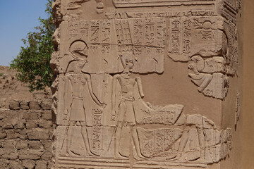 Fototapeta na wymiar Ancient egyptian hieroglyphics carved at Karnak temple, Luxor, Egypt