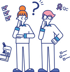 品質管理の職種で働く男性と女性