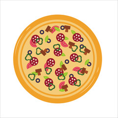 Pizza flat. Pizza isolated on white background. Vector illustration.