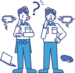 AR技術者の職業に就く男性と女性のイラスト