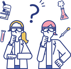 試験管を使って研究する男性と女性