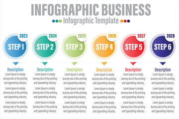 Timeline 6 Steps, six 6 option shape table chart elements with steps,road map,options,milestone,timeline,processes or workflow.Business data visualization.Creative step infographic template for presen