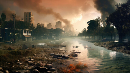 Man-made disaster, created using generative AI
