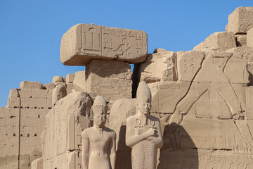 Ancient egyptian statues at Karnak temple in Luxor, Egypt 