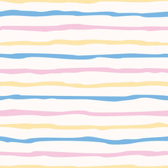 abstract hand drawn stripe seamless pattern vector, cute stripe background with pastel color