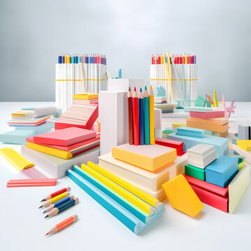 School Colorful Desk Illustration