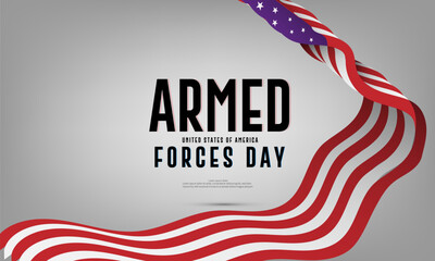 Armed forces day in the United States of America celebration concept. USA waving flag concept with white background Poster design vector illustration.