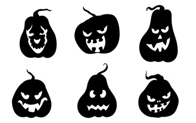 set of halloween pumpkin silhouette