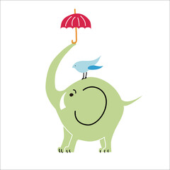 象と鳥と傘