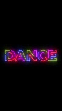 Dance colored text. Laser vintage effect. Infinite loopable 4K animation