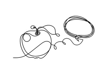 Drawing line apple with comment on the white background