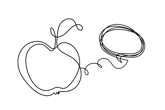Drawing line apple with comment on the white background