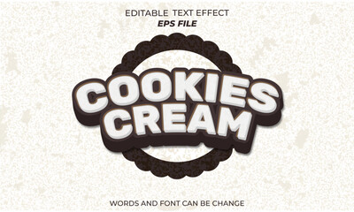  cokies cream text effect, font editable, typography, 3d text 