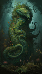 Fototapeta na wymiar green dragon in water