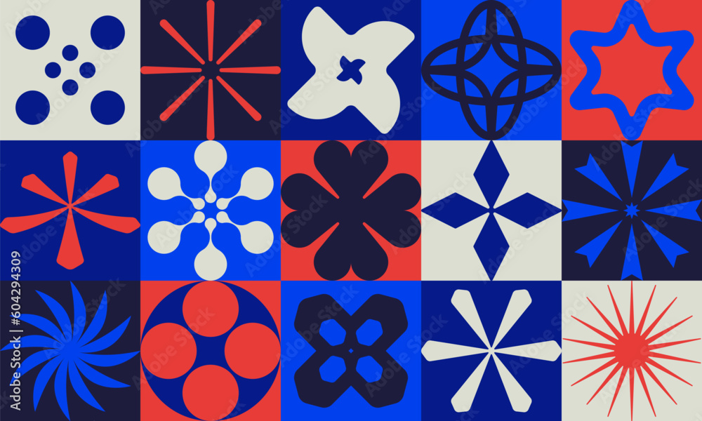 Fototapete abstract geometric vector minimalistic mosaic artwork with colorful graphic assets of geometrical el