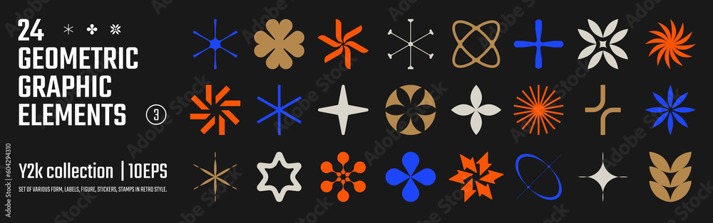 Poster vector abstract geometric graphic elements for design, collection of various form, labels, shapes, s