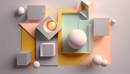 of geometry cube of orange and green futuristic stylish minimal frat ray balance of geometry abstract and modern ai generated illustration