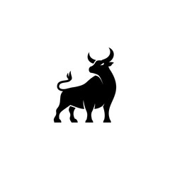 simple bull icon illustration vector, buffalo bison taurus logo design