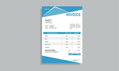 Clean and professional corporate company business invoice template design