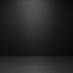 Abstract black stage mockup with ray as beam with spot light, contrast, gradient, template for presentation cosmetic product, goods, advertising, design, showing, poster, flyer, text, card, square.