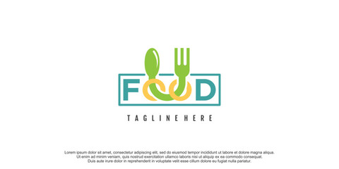 Food logo design with creative unique style premium vector