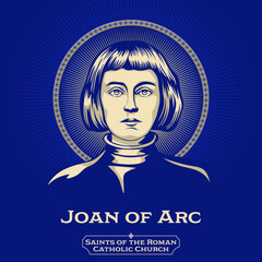 Catholic Saints. Joan of Arc (1412-1431) is a patron saint of France, honored as a defender of the French nation for her role in the siege of Orleans. - obrazy, fototapety, plakaty