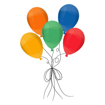 Set of five colorful balloons_CMYK