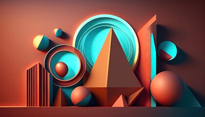 Geometry of blue and orange rhombus minimal frat ray futuristic geometry stylish abstract modern ai generated illustration