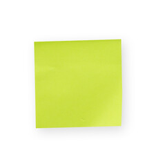 Green note paper isolated. Blank post paper copy space
