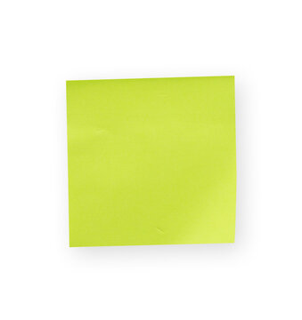 Green note paper isolated. Blank post paper copy space