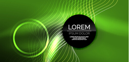 Obraz premium Neon lines and waves abstract background. Techno glowing neon shapes vector illustration for wallpaper, banner, background, landing page, wall art, invitation, prints, posters