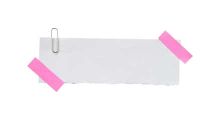 Ripped paper with clip and tape isolated