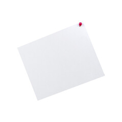 Blank paper with red pin isolated