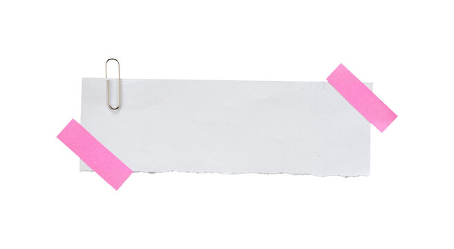 Ripped paper with clip and tape isolated