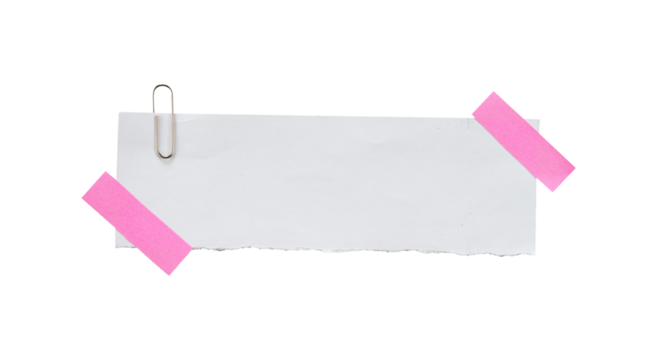 Ripped paper with clip and tape isolated