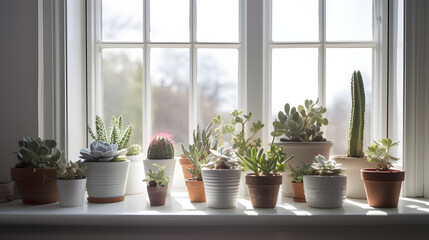 Fototapeta na wymiar plant flower window pot home